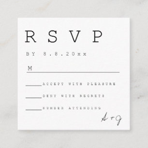 Tarjetas RSVP de matrimonio Minimalista simple de