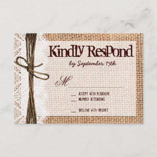 Tarjetas RSVP de matrimonio para tipografía de enc