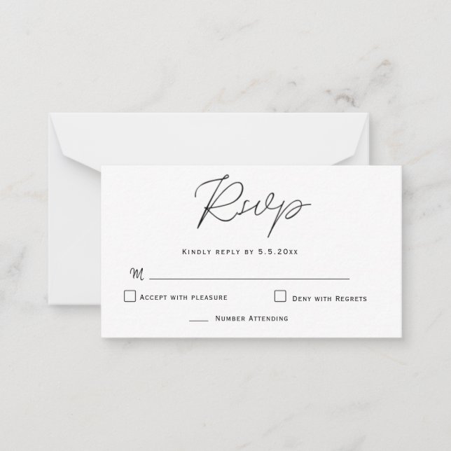 Tarjetas RSVP de matrimonio para tipografía elegan (Anverso)
