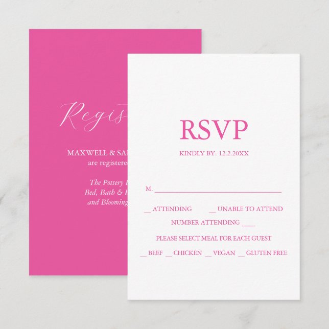 Tarjetas RSVP de matrimonio personalizado color ro (Anverso / Reverso)