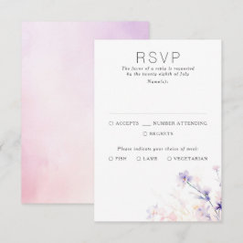 Tarjetas RSVP de matrimonio púrpura suave floral s