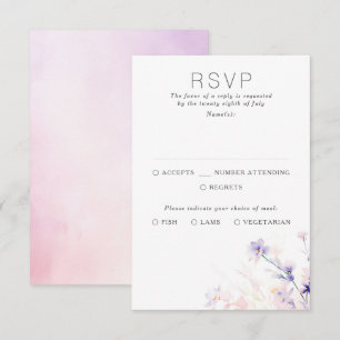 Tarjetas RSVP de matrimonio púrpura suave floral s
