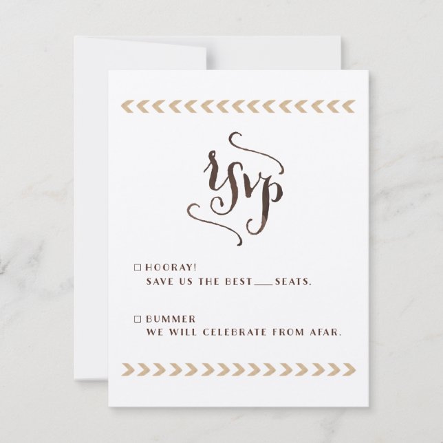 Tarjetas RSVP de matrimonio ruso Kraft (Anverso)