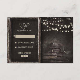 Tarjetas RSVP de matrimonio Rústico con luces y se