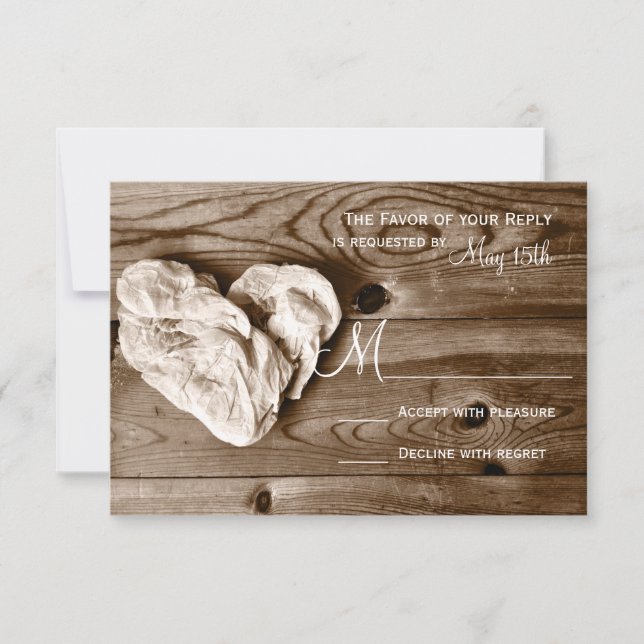 Tarjetas RSVP de matrimonio Rústico de granero de  (Anverso)