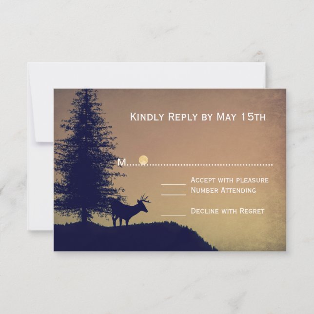 Tarjetas RSVP de matrimonio Rústico de paño de cie (Anverso)