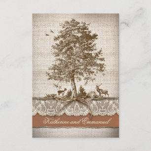 tarjetas RSVP de matrimonio rústico en árbol de en