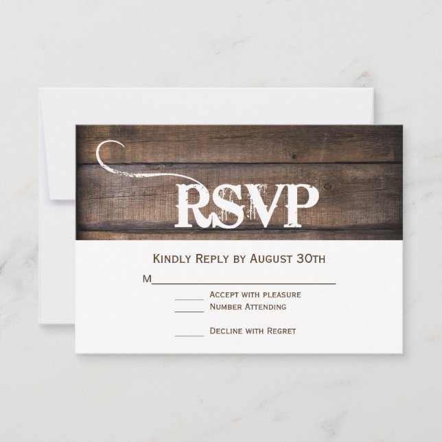 Tarjetas RSVP de matrimonio rústico en el campo de (Anverso)