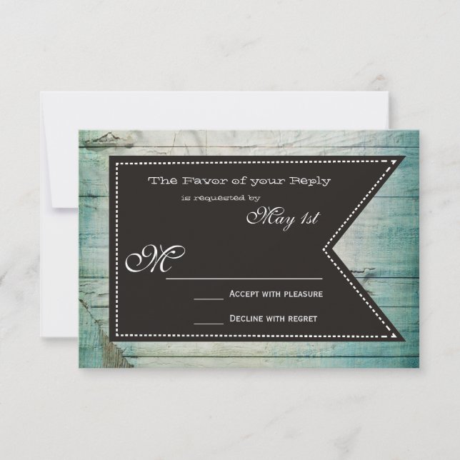 Tarjetas RSVP de matrimonio rústico en madera de g (Anverso)