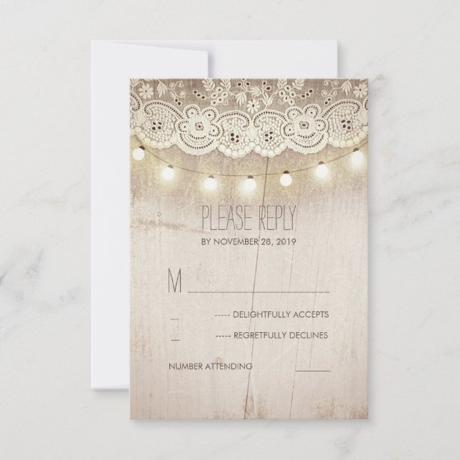 Tarjetas RSVP de matrimonio rustico Mason Jar (Anverso)