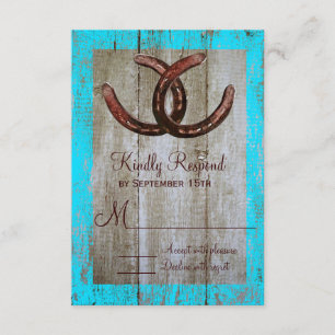 Tarjetas RSVP de matrimonio Rústico Verde azulado