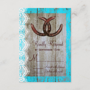 Tarjetas RSVP de matrimonio Rústico Verde azulado 