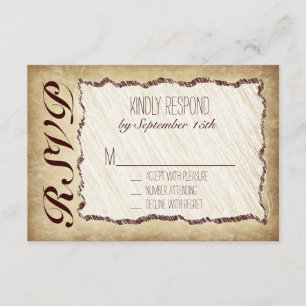 Tarjetas RSVP de matrimonio rústico vintage