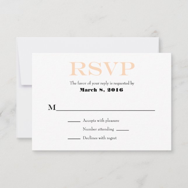 Tarjetas RSVP de matrimonio simple de color blanco (Anverso)