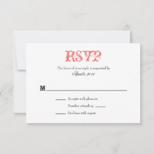 Tarjetas RSVP de matrimonio simple en blanco coral