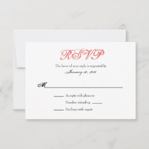 Tarjetas RSVP de matrimonio simple en blanco coral