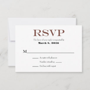 Tarjetas RSVP de matrimonio simple en blanco pardo