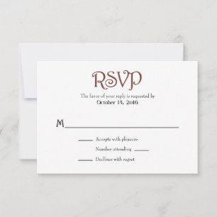 Tarjetas RSVP de matrimonio simple en blanco pardo