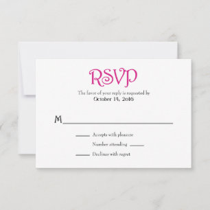 Tarjetas RSVP de matrimonio simple en blanco rosad