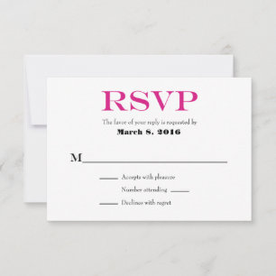 Tarjetas RSVP de matrimonio simple en blanco rosad