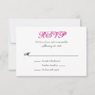 Tarjetas RSVP de matrimonio simple en blanco rosad
