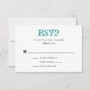 Tarjetas RSVP de matrimonio simple en blanco verde