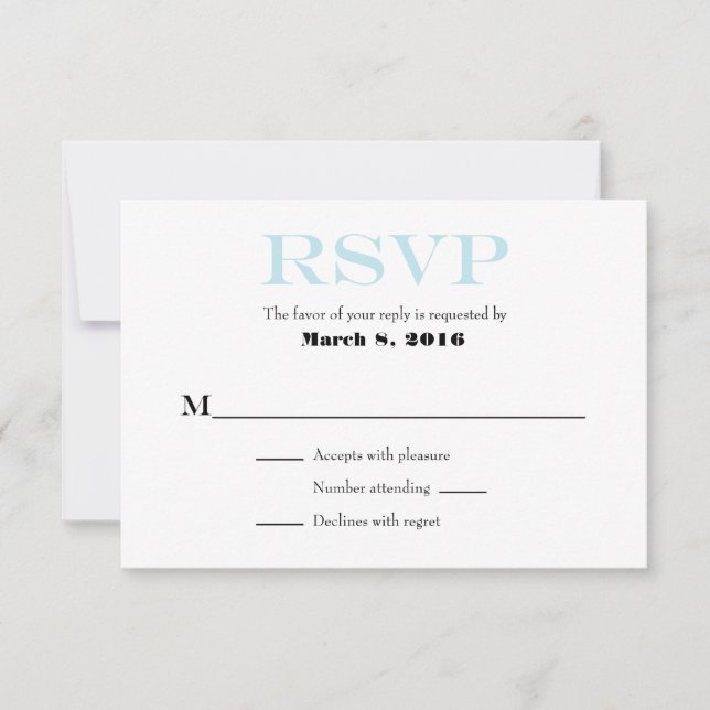 Tarjetas RSVP de matrimonio simple en polvo azul l (Anverso)