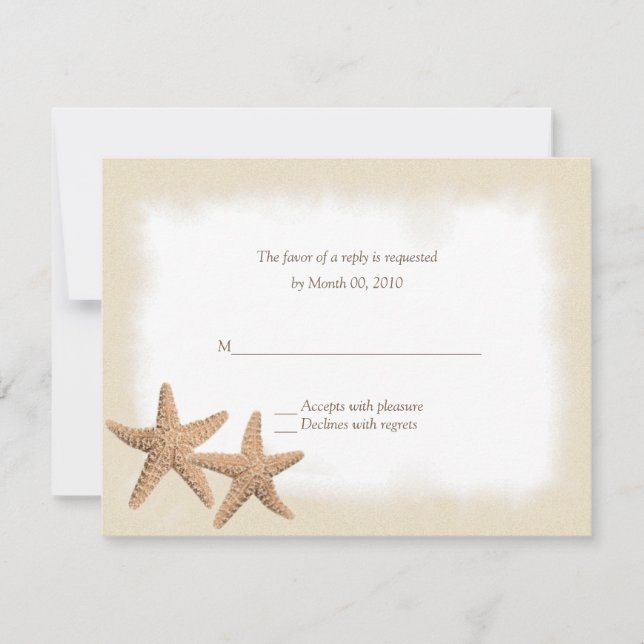 Tarjetas RSVP de matrimonio Starfish Beach (Anverso)