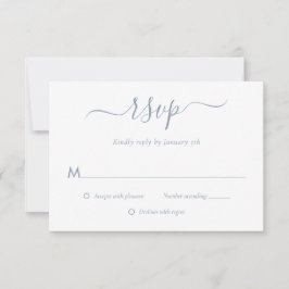 Tarjetas RSVP de moderna boda azul turbia