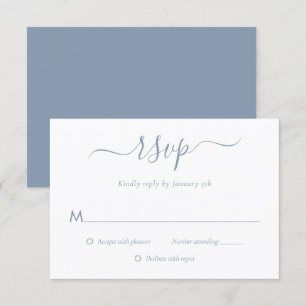 Tarjetas RSVP de moderna boda azul turbia