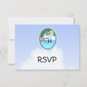 Tarjetas RSVP de Monograma Beach/Ocean Wedding