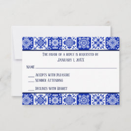 Tarjetas RSVP de mosaico español con temática mexi