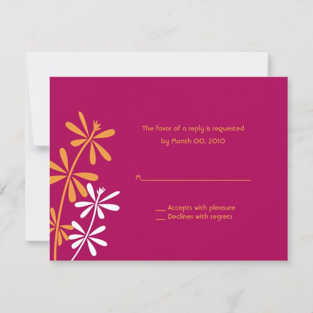 Tarjetas RSVP de naranja y Fuschia (Anverso)