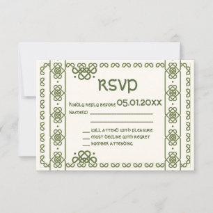 Tarjetas RSVP de nudos celtas verdes casan