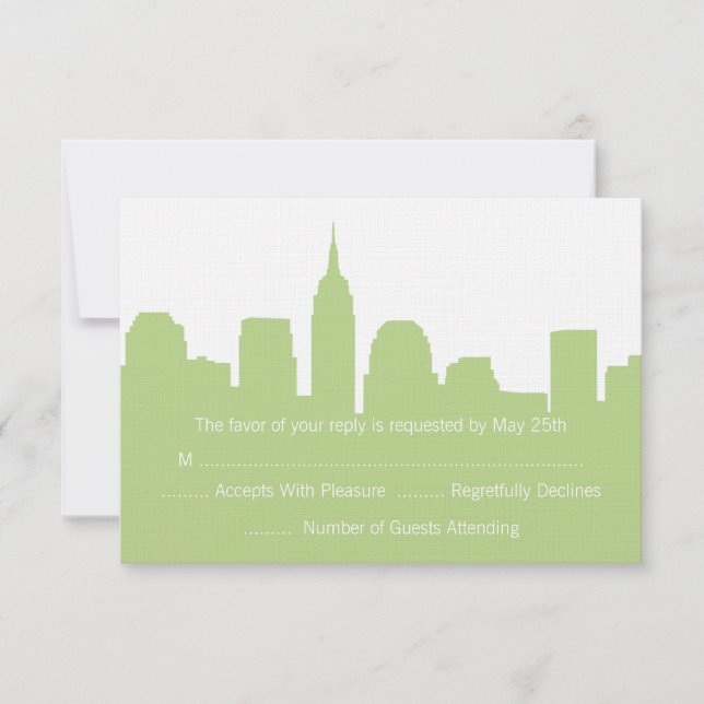 Tarjetas RSVP de NYC Skyline Wedding (Anverso)