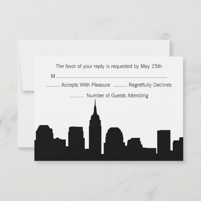 Tarjetas RSVP de NYC Skyline Wedding (Anverso)