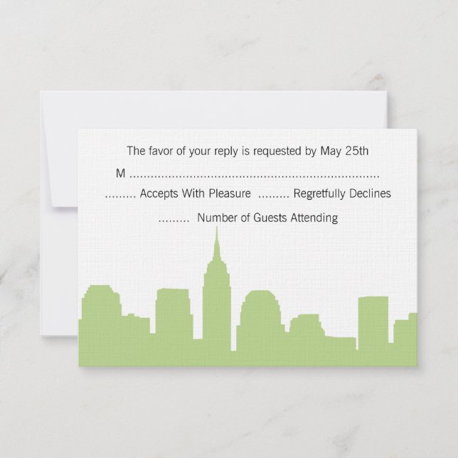 Tarjetas RSVP de NYC Skyline Wedding (Anverso)