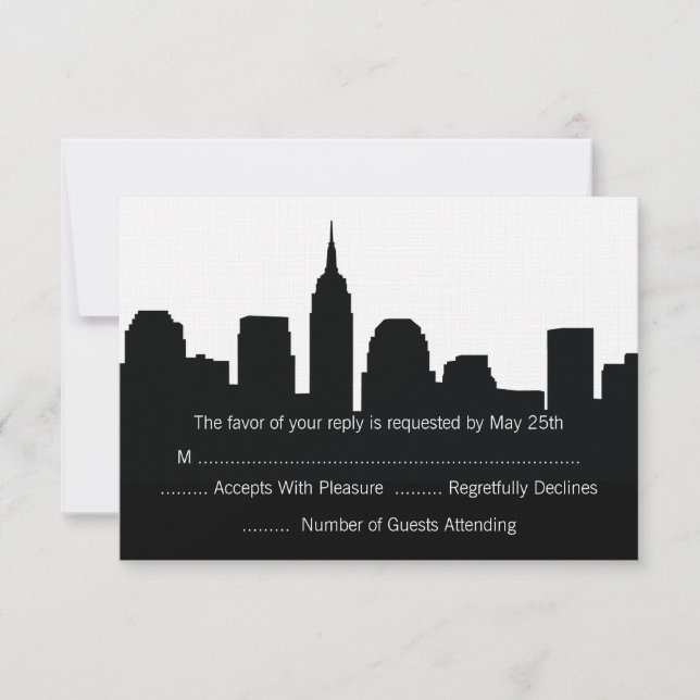 Tarjetas RSVP de NYC Skyline Wedding (Anverso)