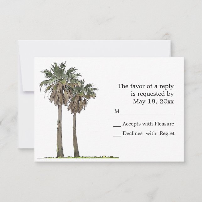 Tarjetas RSVP de palmeras tropicales (Anverso)