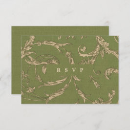 Tarjetas RSVP de patrón de cosecha beige verde