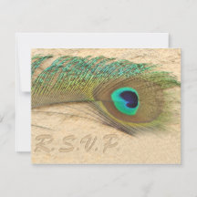 tarjetas rsvp de pavo real azul