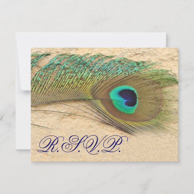 tarjetas rsvp de pavo real azul (Anverso)