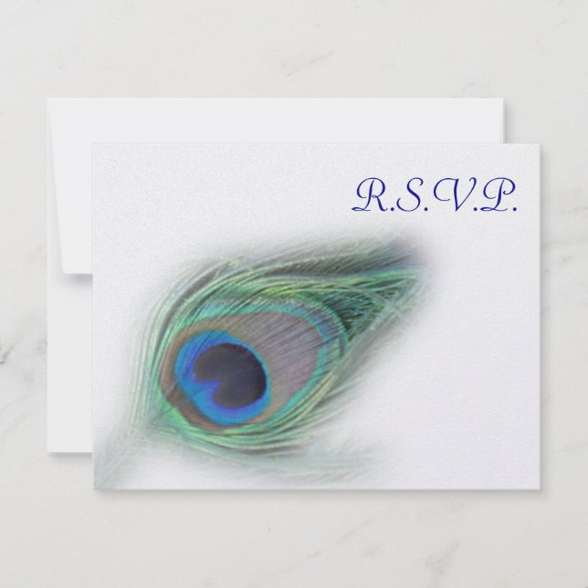 tarjetas rsvp de pavo real azul (Anverso)