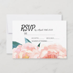 Tarjetas RSVP de Peony Peach Floral de color de ag