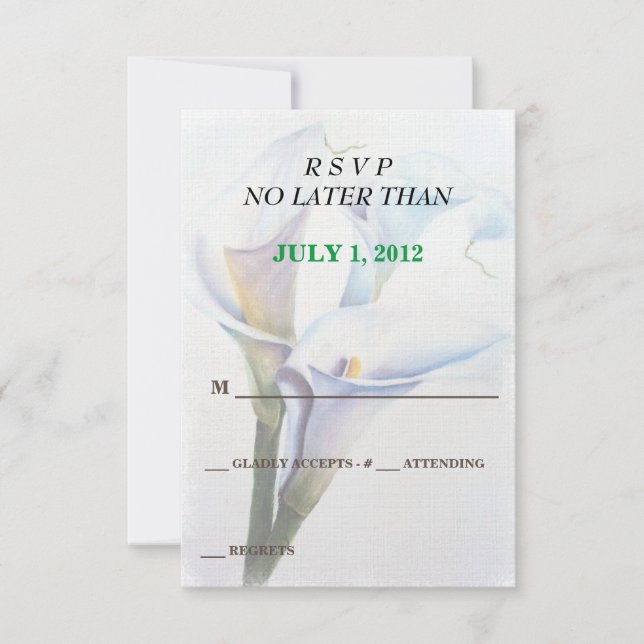 TARJETAS RSVP DE PERSONALIZABLE DE LILIES CALLA (Anverso)