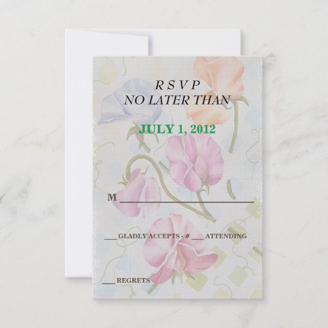TARJETAS RSVP DE PERSONALIZABLE DE PEAS DULCE (Anverso)