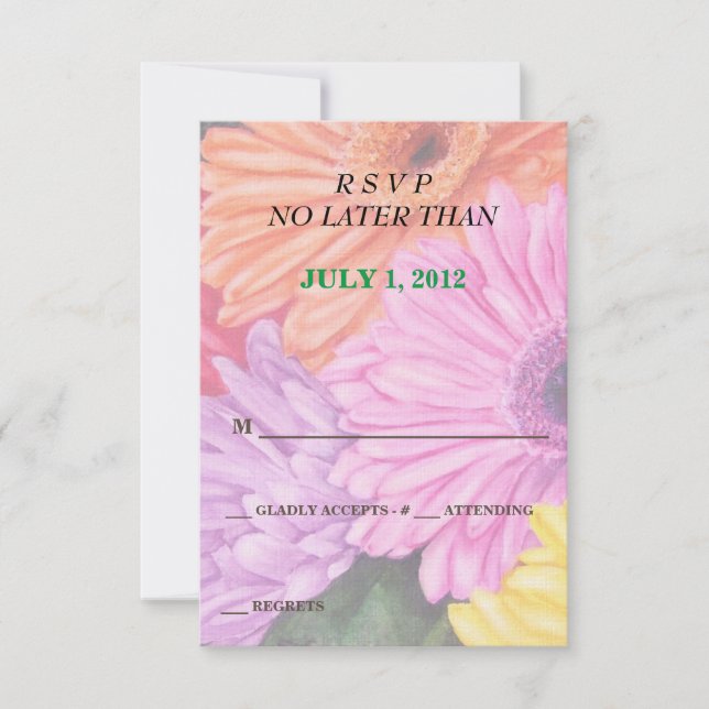 TARJETAS RSVP DE PERSONALIZABLE GERBERS DE COLOR B (Anverso)