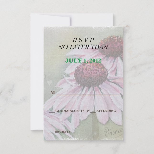 TARJETAS RSVP DE PERSONALIZABLE PINK DAISIES (Anverso)