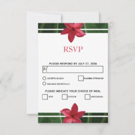 Tarjetas RSVP de Plumeria Roja Rusa Frangipani