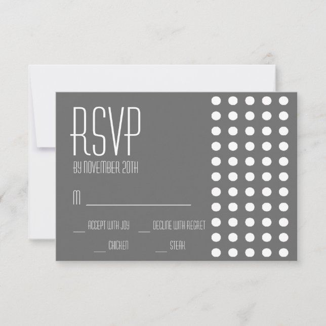 Tarjetas RSVP de puntos de polka mini (gris oscuro (Anverso)